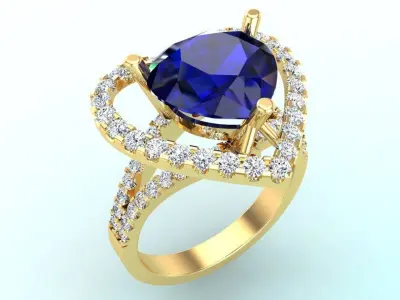 Gemstone rings - Heart stone ring - Diamond rings 3D print model