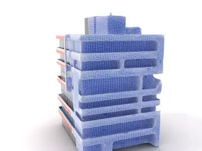 Modern Orange Building model pack Low-poly 3D model