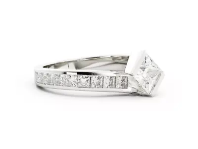 Princess Cut Solitaire Engagement Ring 3dm 3D print model