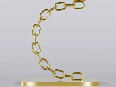 Alphabet C Chain Gold Candleholder 3D Model True 4K PBR Render Low-poly 3D model