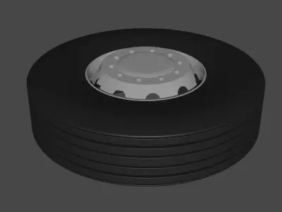 Truck Tire And Wheel Low-poly 3D model