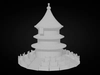Low Poly China The Temple of Heaven Low-poly 3D model