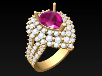 Diamond Ring - Womens Rings - N3857 3D print model