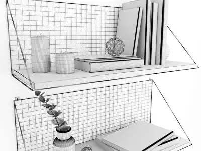 Bookshelves with decor 3D model