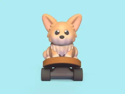 Dog Skateboarding 3D print model