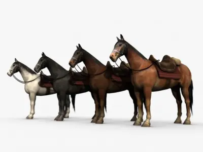 Horse with saddle 3D model