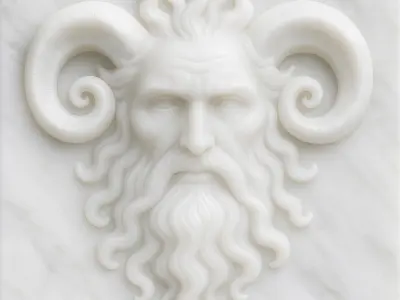 Aries Spirit - Mythical Ram-Horned Deity Wall Sculpture 3D print model