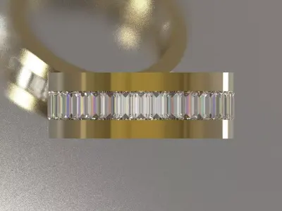 Baget Cut Diamond Eternity STL 3D Band in Gold rr0057 3D print model
