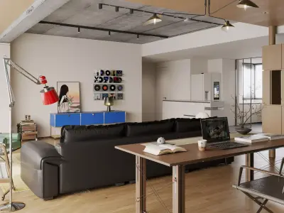 Contemporary Loft Living Space 77 3D model