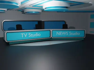 Virtual TV Studio Low-poly 3D model