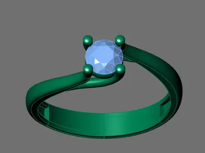 Womens Rings With Stone Ring Ready STL 3DM Models Rings women 3D print model 3