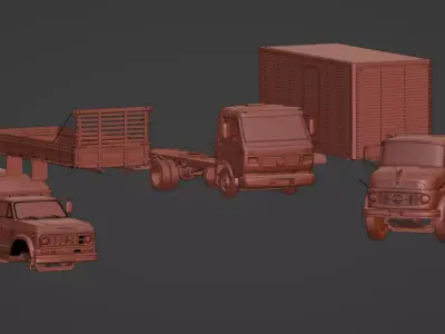  fbx obj 3xd mercedes Volkswagen chevrolet  Low-poly 3D model