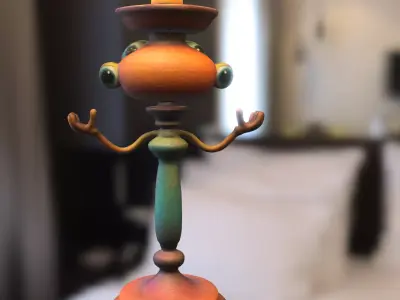 Charming Candle Butler Character Low-poly 3D model