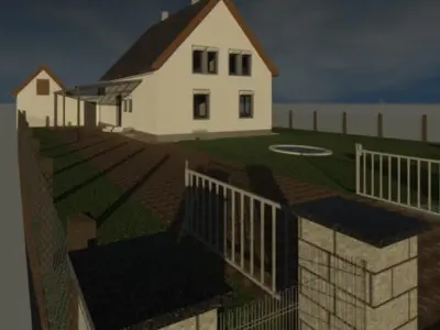 Deutsches Einfamilienhaus mit Garten single-family house German 3D model