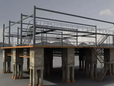 Industrial Buildings 3 Low-poly 3D model