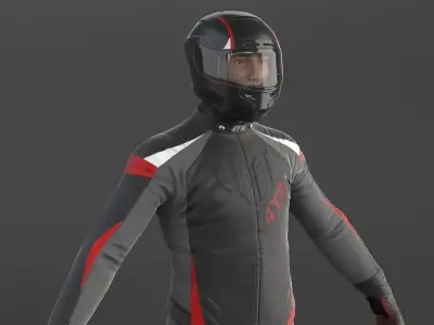 Biker Sport motorcycle rider 3D model