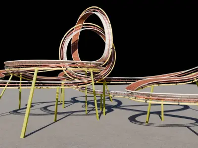 Stunt Track Acrobatic 3D model Low-poly 3D model