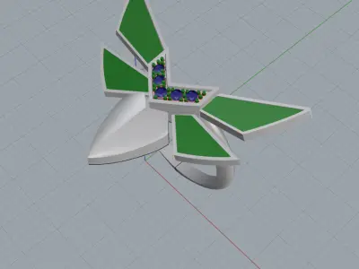 Fly ring with diamonds and  enamel 3D print model