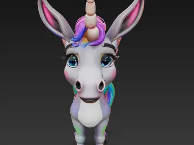 Donkeycorn Rainbow Realistic 3D Model Basic - Donkeycorn Low-poly 3D model purchase