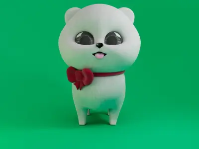 3d Pomeranian puppy dog Low-poly 3D model