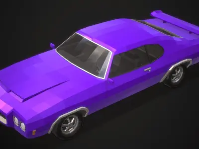 Low Poly Retro Muscle Car 02 Low-poly 3D model