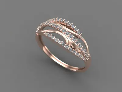 Women Ring Diamond Stone STL 3DM Lightweight Printable 3D print model 9