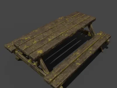 old table chair  3D model