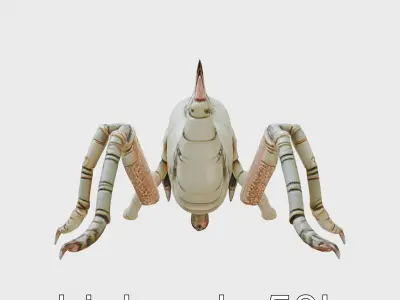 Metallic Insectoid Monster with Spiked Armor Low-poly 3D model