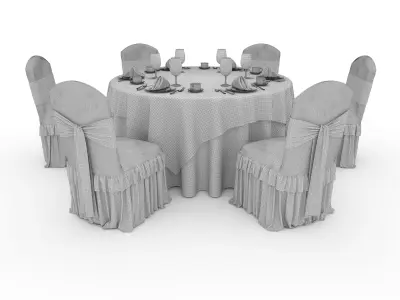 Banquet Table and Chair 60 3D model