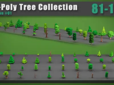 Low Poly Trees Mega Pack - 200 Trees Free low-poly 3D model