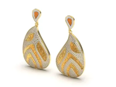 Diamond Earring with bamboo texture  3D print model