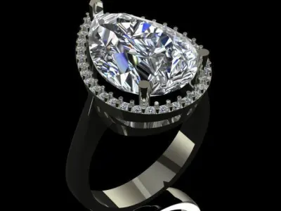 White Sapphire Luxury Golden Ring with Small Diamonds 3D print model