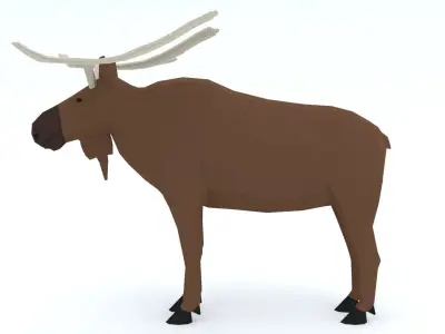 Low Poly Caretoon Moose Low-poly 3D model