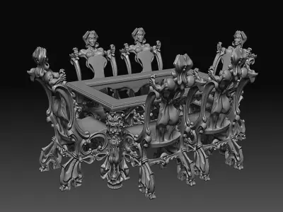 Baroque Fantasy Furniture Set 3D print model