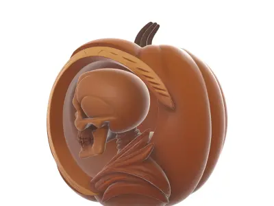 Pumpkin Skull Halloween Decoration Spooky Gothic Jack 3D print model