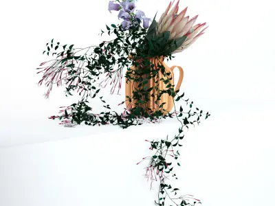 Flowers in copper pitcher 3D model