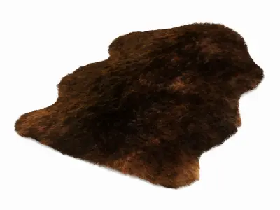 Luxe fudge brown sheepskin rug 3D model