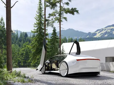 Self-driving car  with interior 3D model