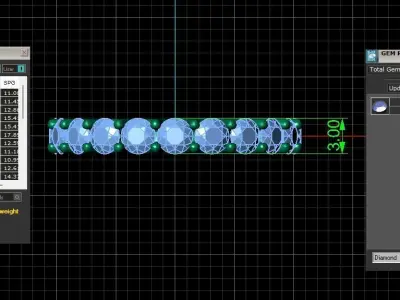 U Shaped Eternity Ring 3mm stone size swiss 8 and EU48 3D print model