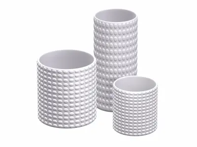 White Geometric Decor Vase SET 3D model