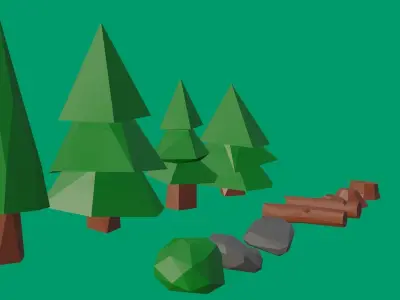 Lowpoly Nature Assets Pack Free low-poly 3D model