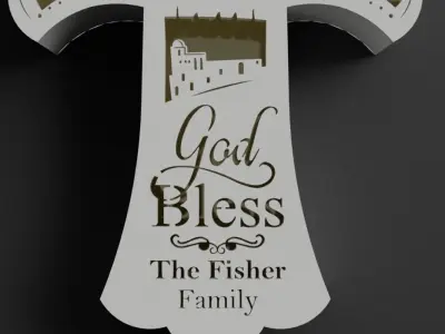 nativity wall cross - can add light inside 3D print model