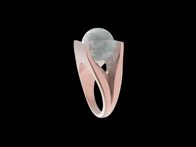 Ring with Mother Of Pearl 3D print model