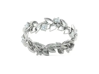 Floral Leaves Eternity Ring Nature Inspired Leaves Ring 7US 3D print model
