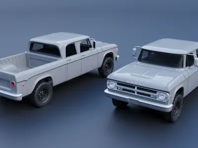 Dodge W200 Power Wagon Crew Cab 1970  3D print model