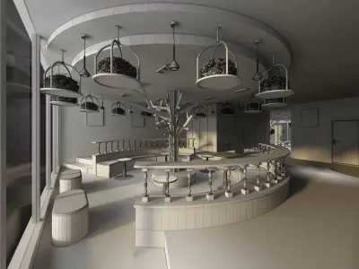 coffee shop 3D Light luxury style 3D model