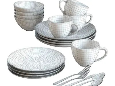 Dinnerware 01 - Crate and Barrel Addison Dinnerware Set 3D model