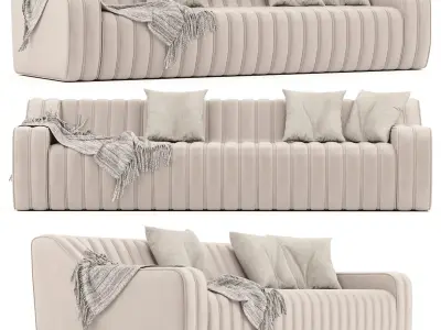 Endless Sofa with cushions and throw blanket 3D model