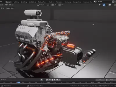 SCI-FI POWERBIKE Low-poly 3D model