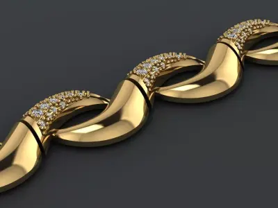 A luxury bracelet with gems 3D print model